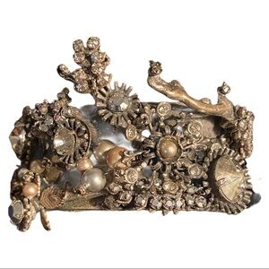 Miriam Haskell silver Pearl cuff bracelet